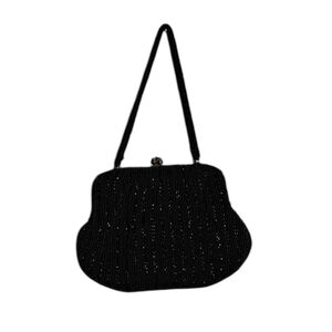 Vintage Richere Bag by Walborg Hand Beaded Kiss Lock In Black